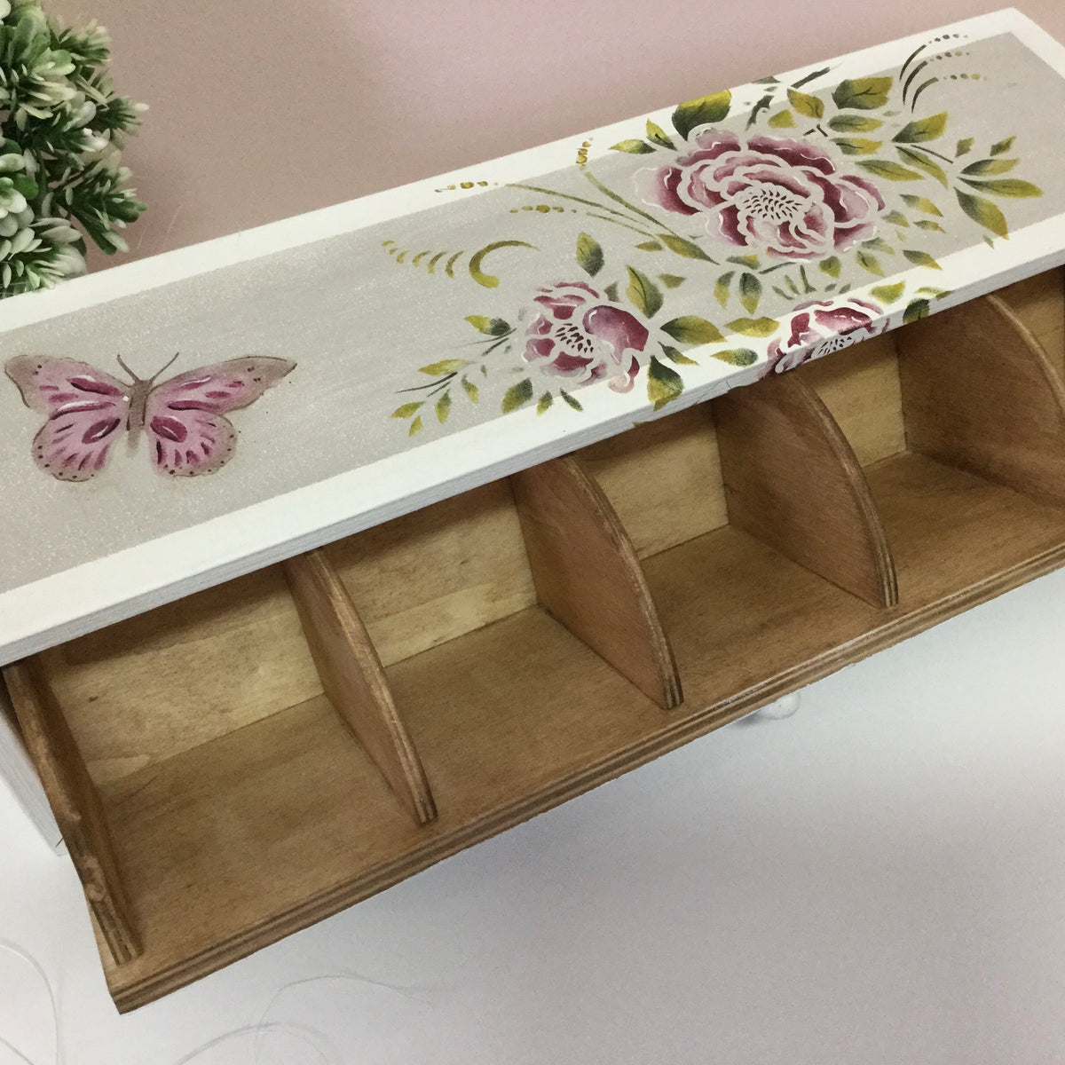caja infusiones madera 29x13cm - Rosas Crafts