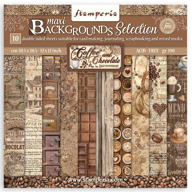 Colección Papeles Scrap Backgrounds Selection Coffee And Chocolate Stamperia