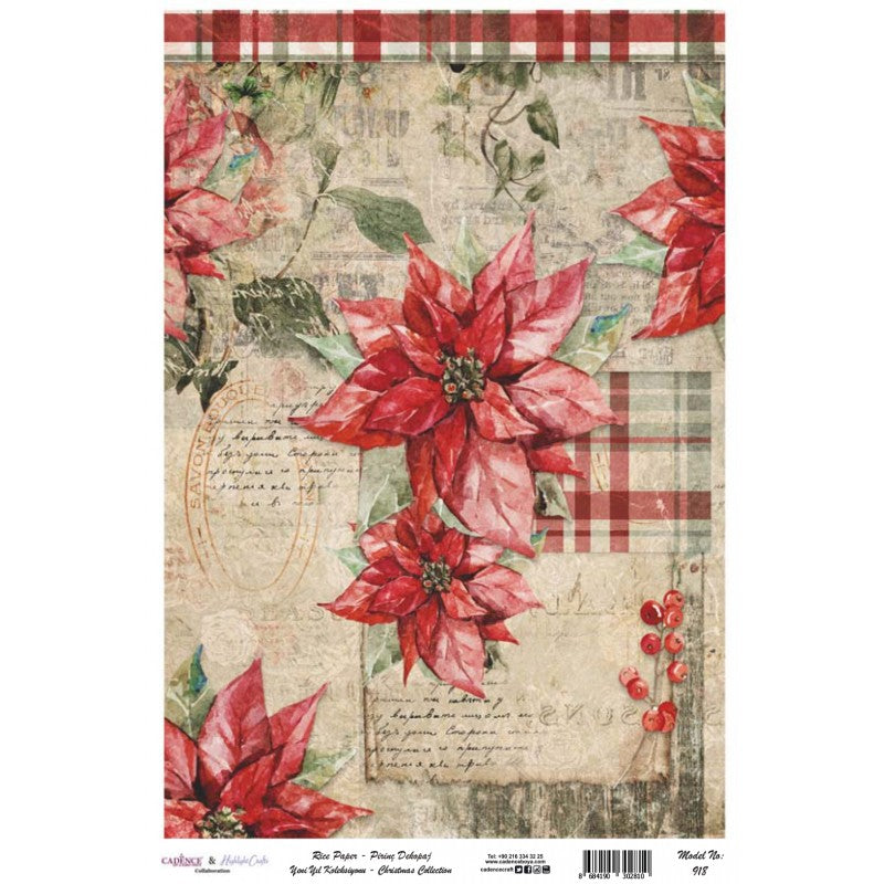 Papel De Arroz poinsettia Con Texto Cadence