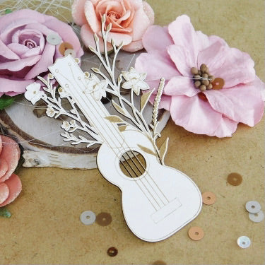 Chipboard Guitarra Con Flores Kreatywna Pracownia