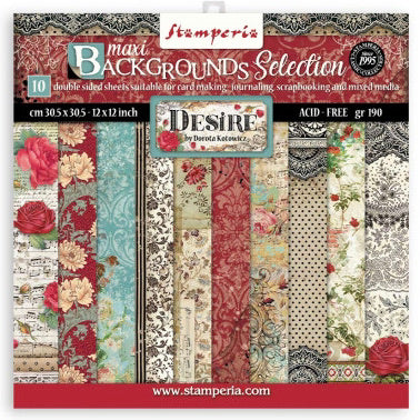 Colección Papeles Scrap Backgrounds Selection Desire Stamperia