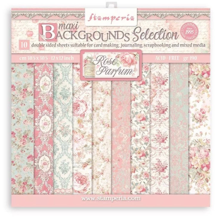 Colección Papeles Scrap Backgrounds Selection Rose Parfum Stamperia