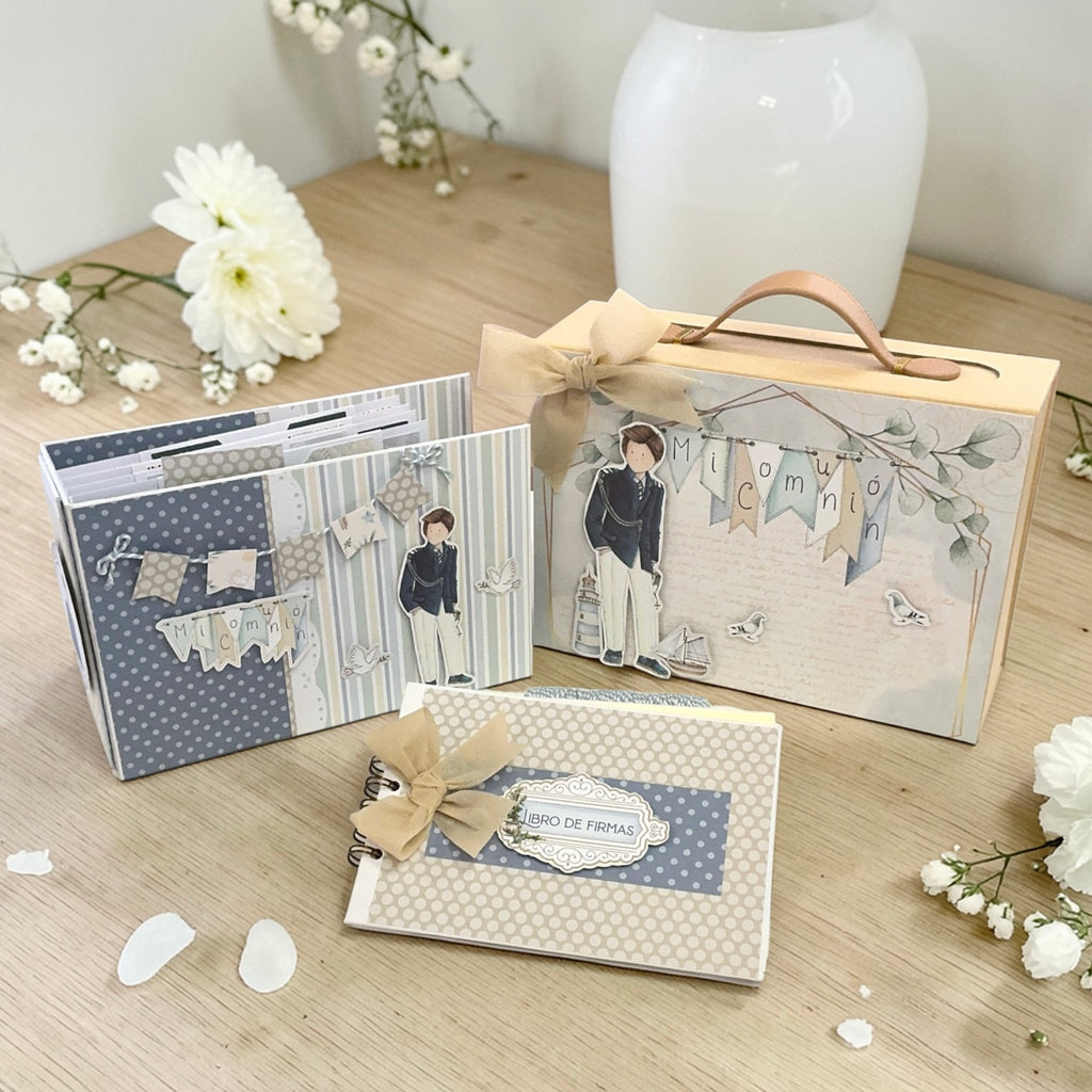 Conjunto Maleta Álbum Con Libro De Firmas Comunión Niño