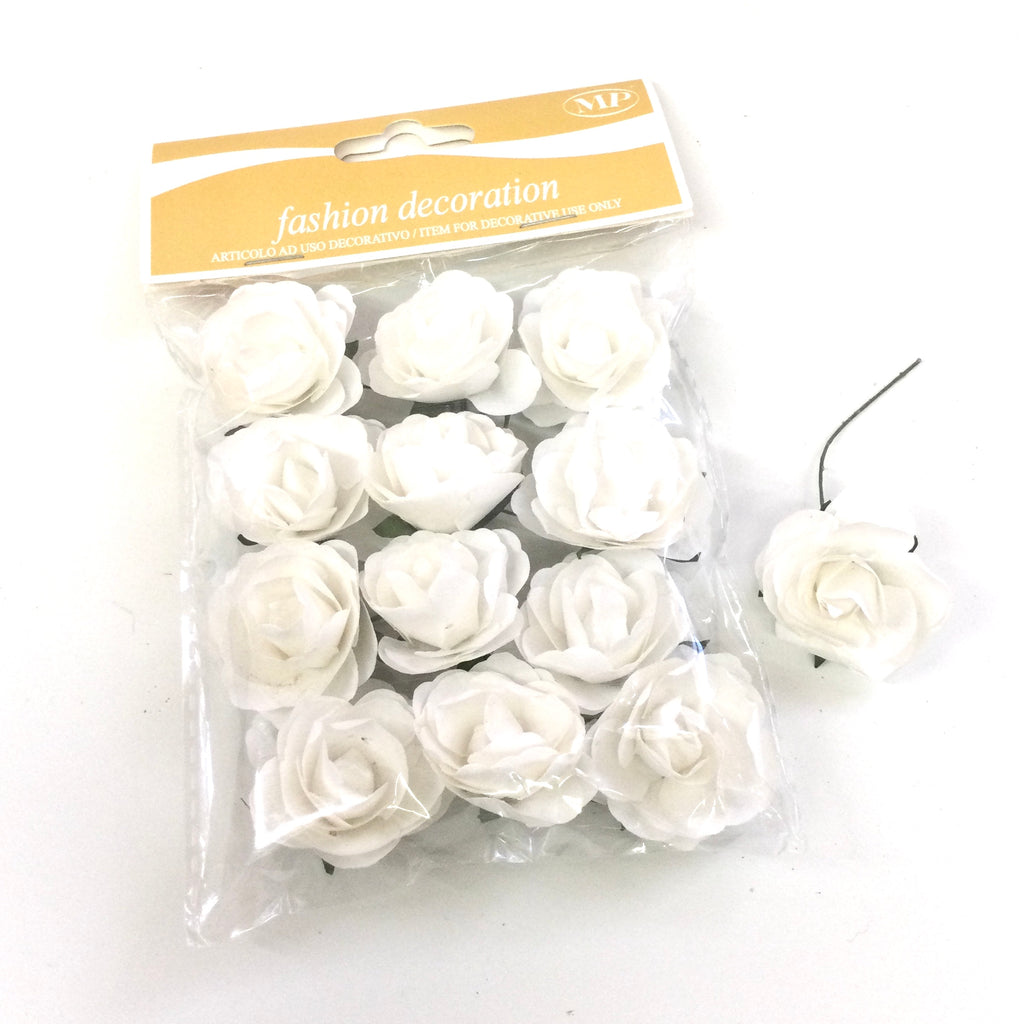 Set Flor De Papel Natural Rosas Blancas