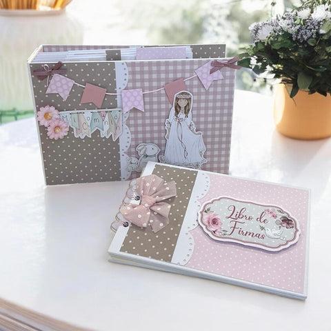 Conjunto Maleta Álbum Con Libro De Firmas Comunión Niña