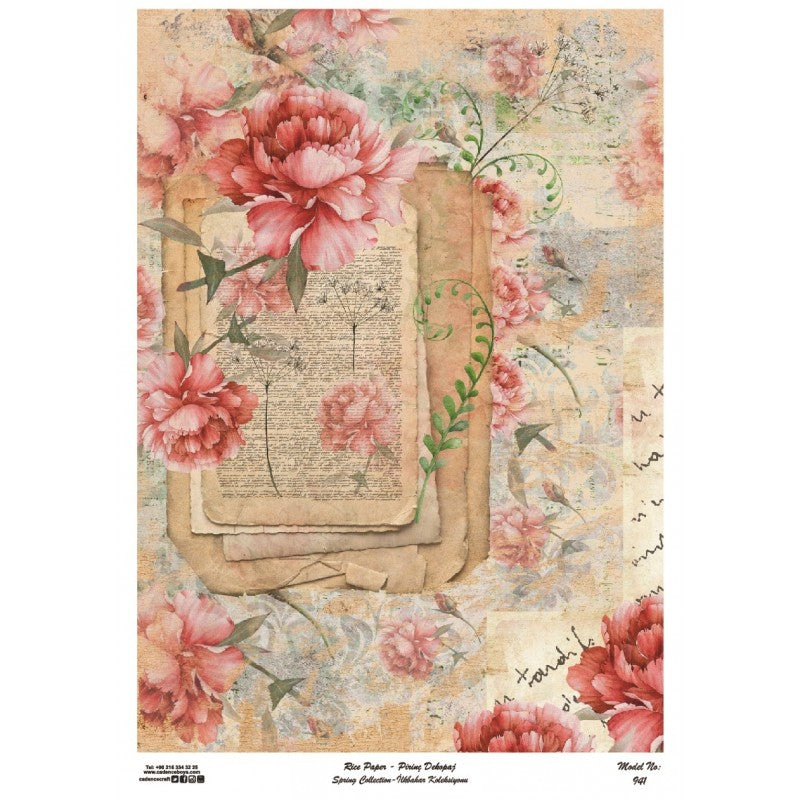 Papel De Arroz Floral Texto Cadence