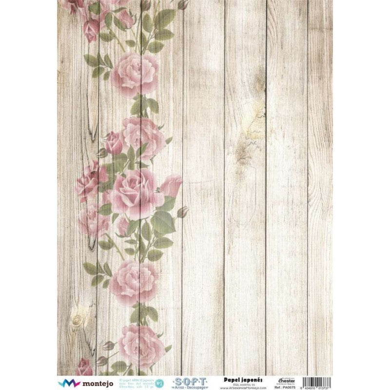 Papel De Arroz Japones Soft Madera Con Flores Montejo