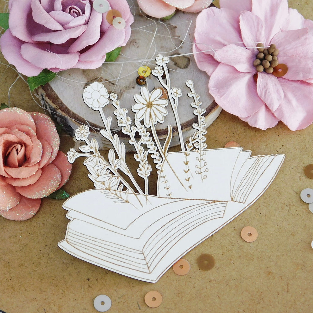 Chipboards Libro Con Flores Kreatywna Pracownia