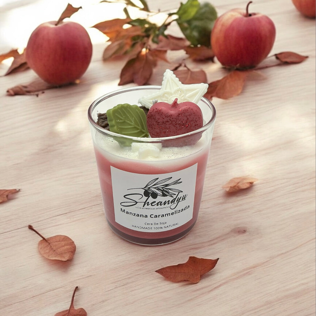 Vela Navidad Aroma 🍎MANZANA CARAMELIZADA Cera de Soja