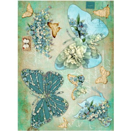 Papel De Arroz Mariposas Aguamarina Cadence