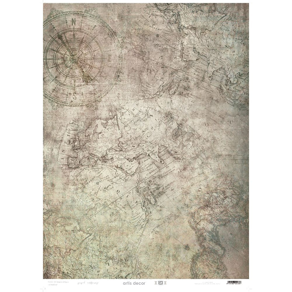 Papel Cartonaje Mapa Antiguo