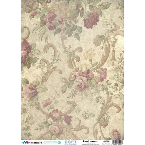 Papel De Arroz Japones Soft Flores Efecto Antiguo Montejo