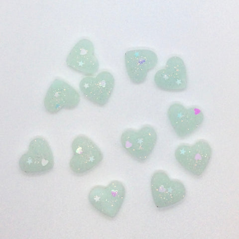 Set Corazones Brillo Aguamarina